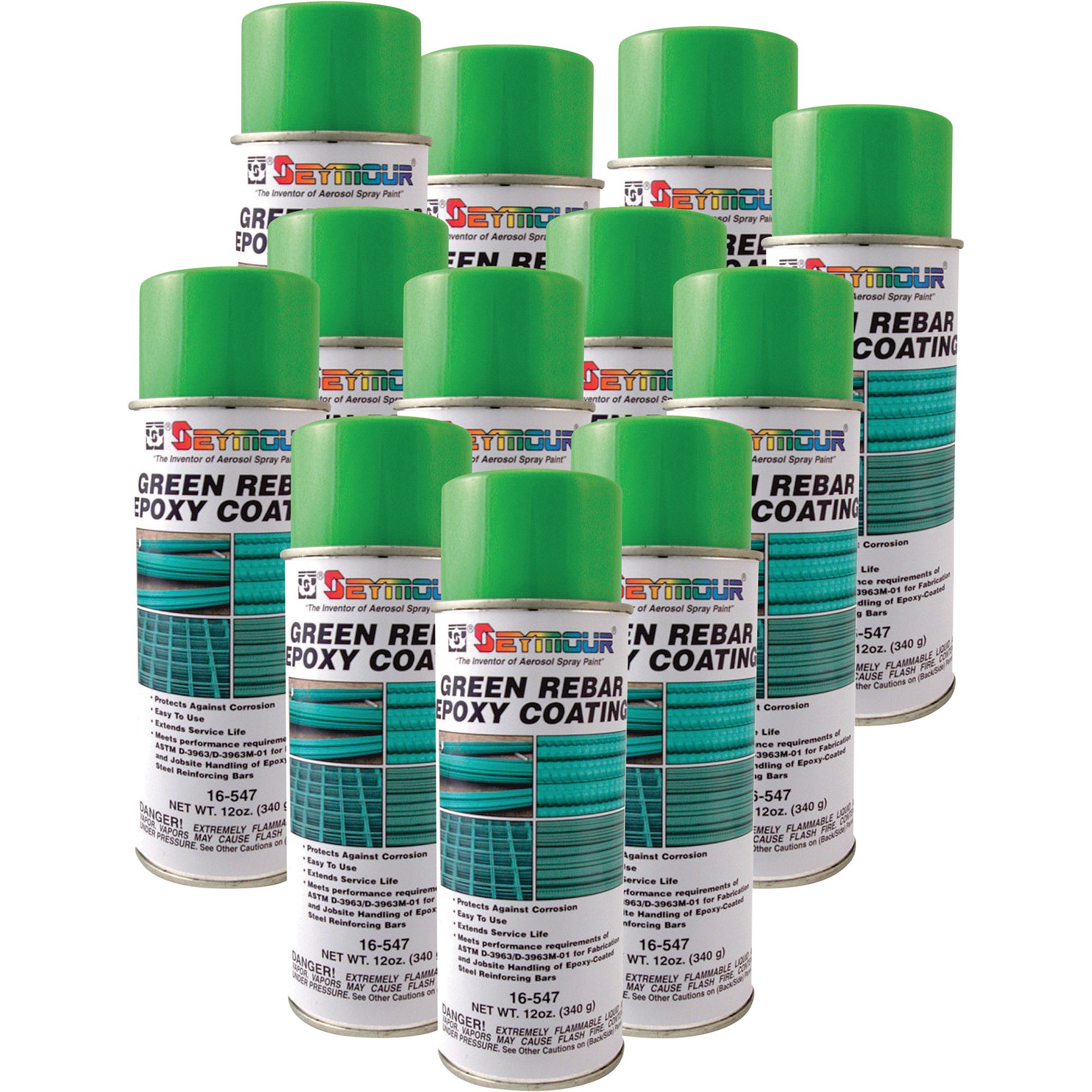 Seymour Rebar Epoxy Coating — Green, 12ct. Case, 16Oz. Cans, Model 16
